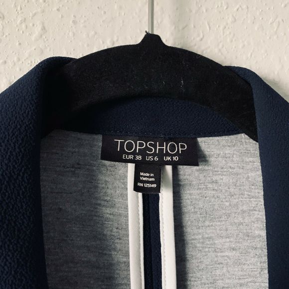 Topshop Blue Double Breasted Mock Buttons Blazer - Picture 3 of 5